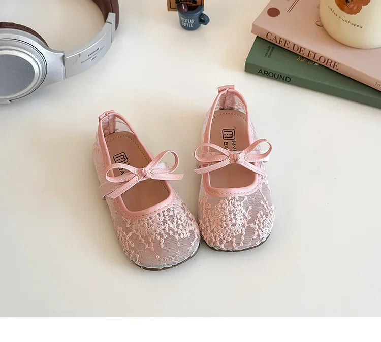 2025 Children Sandals for Girls Summer New Fashion Korean Style Soft Bottom Anti-slippery Versatile Chic Princess Mesh Shoes
