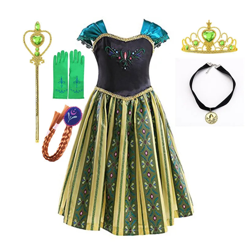2026 Exquisite Anna Coronation Gown Toddler Snow Queen Halloween Princess Dress Girl Make up Party Birthday Fancy Elsa Costume