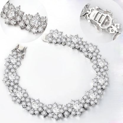 Full Moissanite Jewelry Set 925 Sterling Silver Sunflower Necklace Bracelet Earring Sets For Women Fine Jewelry GRA Tested