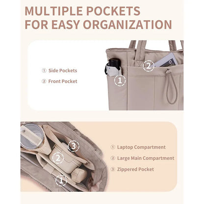 Ladies Lightweight Portable Tote Bag Quilted Travel Bag Casual Shoulder Bag in Black Khaki Colors small tote bags for women