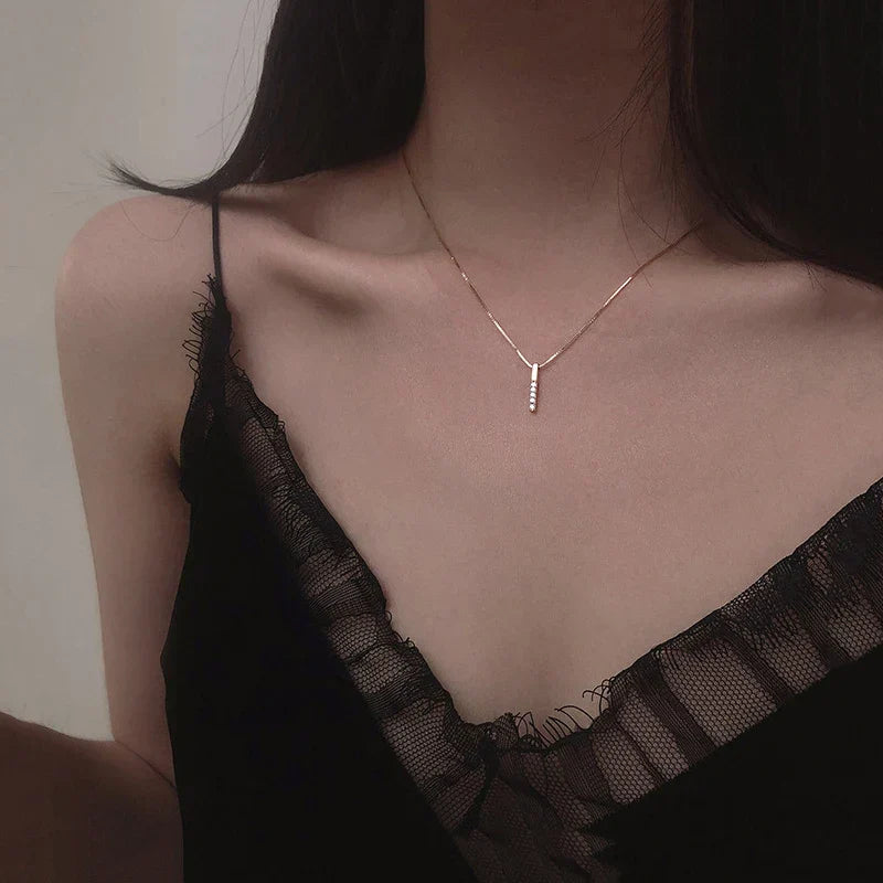 Heart Shape Pendant Necklaces Silver Color 5A Cubic Zirconia Minimalist Style Clavicle Chain Women And Girl Jewelry