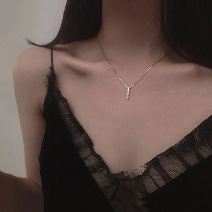 Heart Shape Pendant Necklaces Silver Color 5A Cubic Zirconia Minimalist Style Clavicle Chain Women And Girl Jewelry