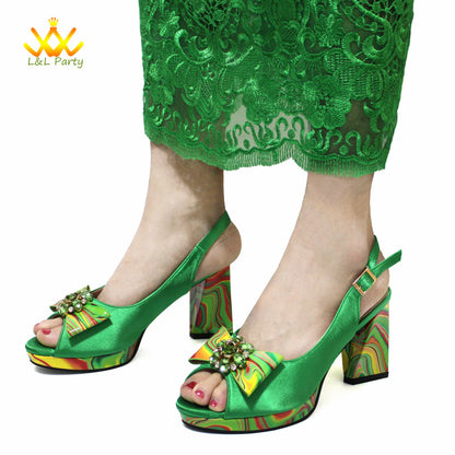 Coffee Color INS Hot Sale New Arrivals 2024 Italian Design Shoes Matching Bag Set Super High Heels Pumps for Garden Party