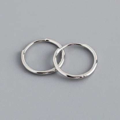 925 Sterling Silver Minimalist Glossy Circle Hoop Earrings for Women Fashion Simple Ear Bone Piercing Jewelry Accessories