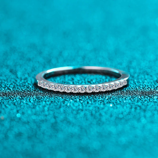 2mm D Color Moissanite Ring s925 Sterling Sliver Plated 18k White Gold Eternity Band Wedding Engagement Rings For Women