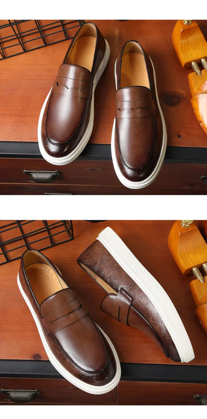 Fashion Men's Casual Shoes Snakeskin Grain Leather Men Retro British Style Loafers Monk Shoes Mens Slip-on Outdoor Driving Flats