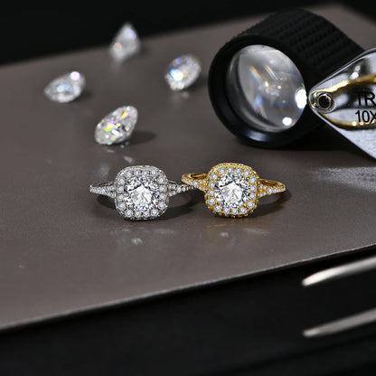 7.0mm Round Cut Moissanite Ring for Women D VVS1 1.2CT Lab Diamond S925 Sterling Silver Engagement Wedding Jewelry Gift