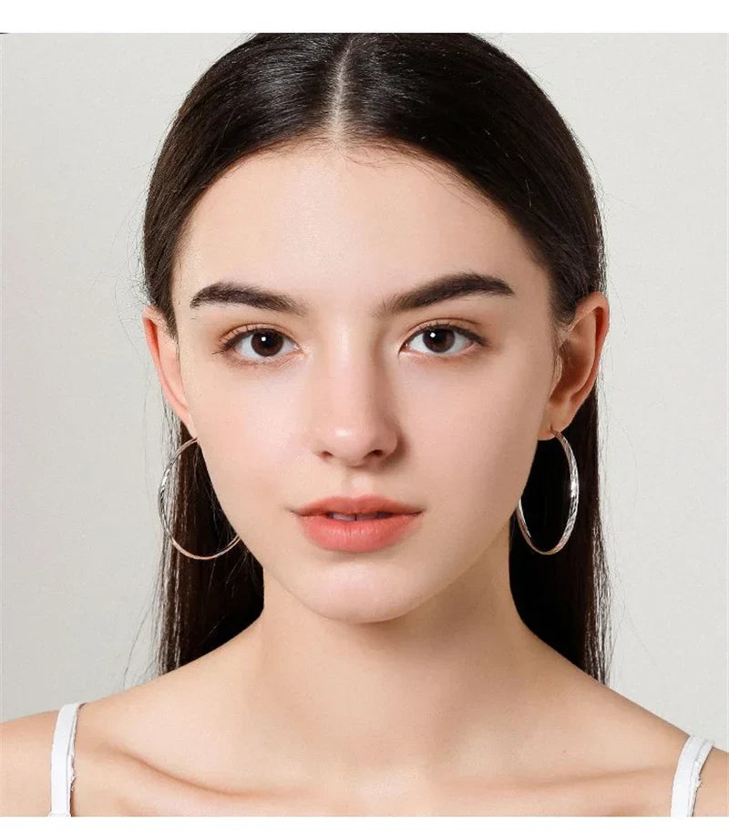 925 Sterling Silver Hoop Earrings For Women 18K Gold Plated Jewelry Dazzling Women's Hoops Earrings Christmas Gifts