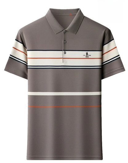 Luxury men's short sleeved polo shirt summer fashion hot selling striped top badge original design golf casual business T-shirt