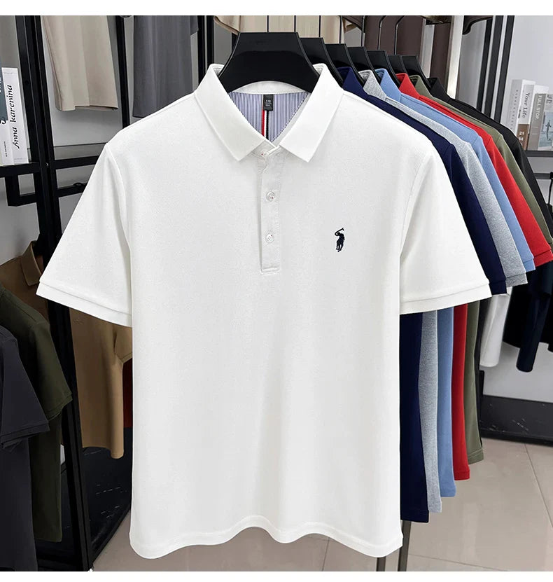 High end designer brand short sleeve polo shirt men's summer breathable trend golf pony embroidery business casual Paul T-shirt