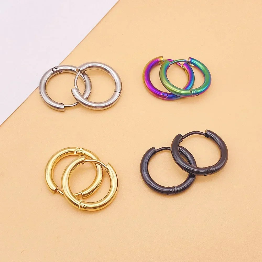 2022 New Simple Stainless Steel Small Hoop Earrings for Women Men Cartilage Ear Piercing Jewelry Pendientes Hombre Mujer