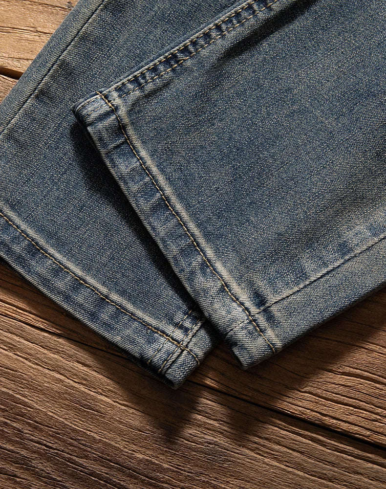 Men's Premium Lightweight Business Stretch Denim Pants - Versatile Slim Fit Straight Leg Long Trousers for All Seasons