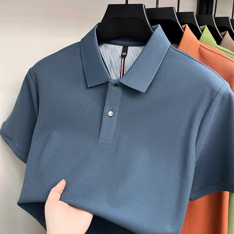 100% pure cotton high-end short sleeve polo shirt men's summer fashion new breathable Korean business casual golf brand T-shirt