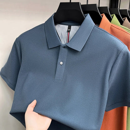 100% pure cotton high-end short sleeve polo shirt men's summer fashion new breathable Korean business casual golf brand T-shirt