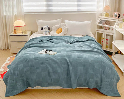 Cotton Throw Blanket Soft Breathable Waffle Blanket for Twin Queen King Bed Decorative Plaid Sofa Blankets Summer Throws