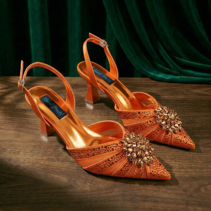 New Itlian Design Blue Color Rhinestone High Heel Shoe And Bag Fashion Style Pointed-Toe Shoes For Comfort Included Women Shoes