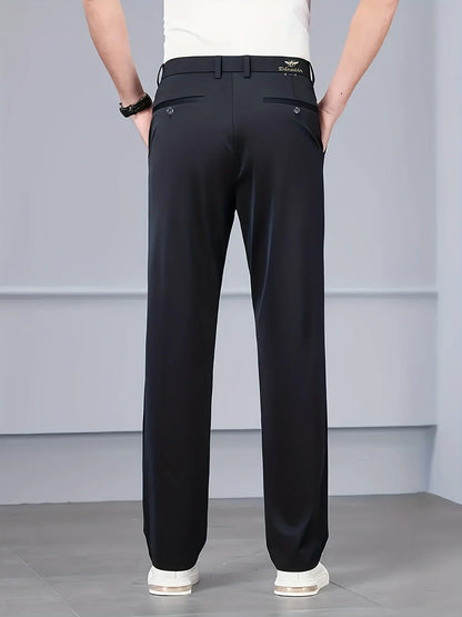 Men's Business Casual Suit Pants Stretch Straight Leg Black Lightweight Breathable Formal Office Work Trousers All Seasons