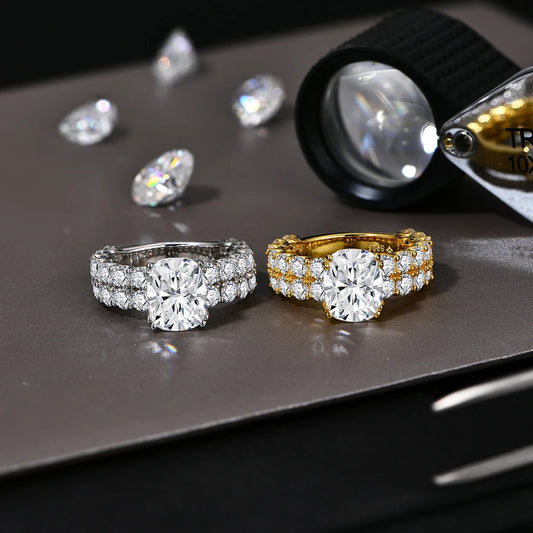 Luxury Cushion Cut 10*8mm Moissanite Diamond  Rings For  Women S925 Sterling Silver Engagement Jewelry Gift Top Quality