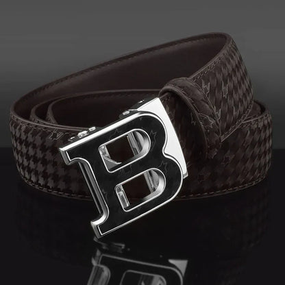 High Quality Automatic Buckle belts men Golden buckle fashion Waist Strap genuine leather Cowskin cintos masculinos B letter