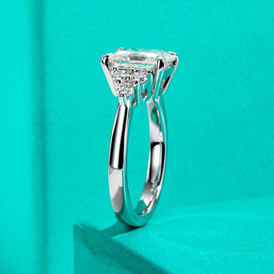 3ct Radiant Cut D Color Moissanite Engagement Ring 18K Gold Plated Luxurious Wedding Ring Women Jewelry Wholesale