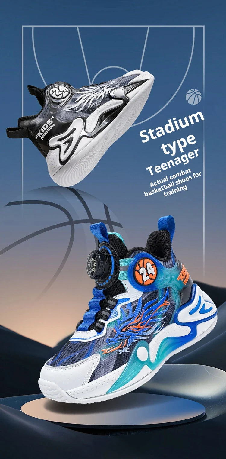 Luxury Boy Sneaker 2025 New Fashion Outdoor Kids Basketball Shoes Soft Sole School Children Sports Shoes for Boy 4 To 12 Years