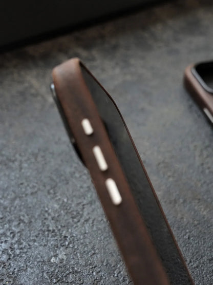 Magnetic Genuine Leather Case for iPhone 17 16 Pro Max 15 14 Compatible with MagSafe Nature Cowhide Retro Phone Cover