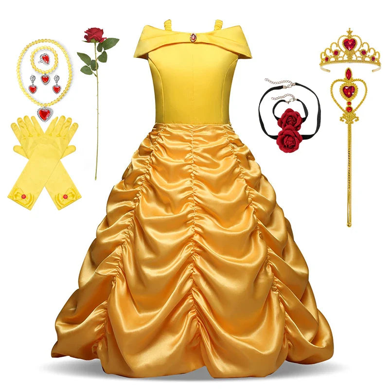 England Style Deluxe Princess Costume Carnival Apparel Birthday Party Carnival Beauty and The Beast Belle Cosplay Dress