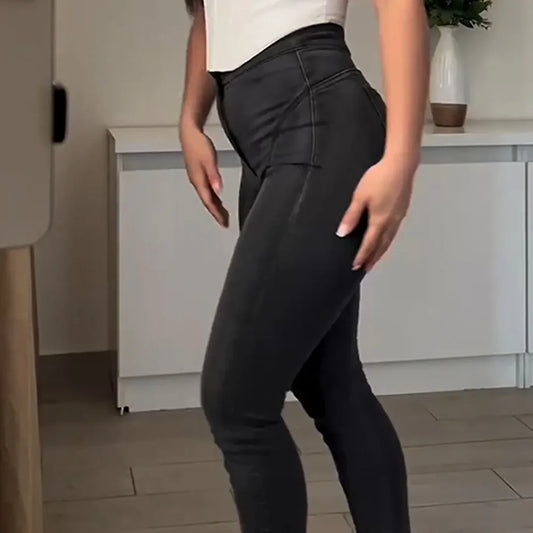 Sexy Women's Skinny Pencil Jeans Skinny Denim Jeans Elastic Mid Waist Jeans Stretch Pants Streetwear Tight Fashion Trousers