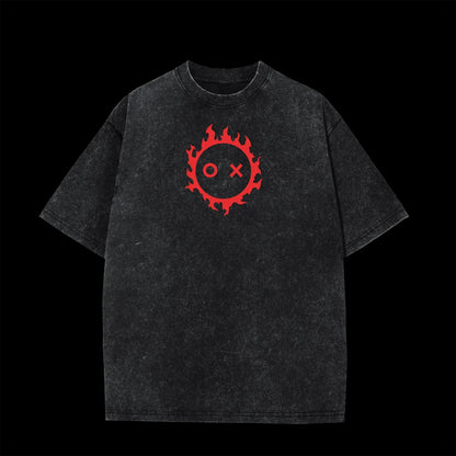 Anime Fire Force Benimaru T-shirt Women's and Men's Vintage Washed Cotton T Shirt Summer Harajuku Streetwear Men Tops Clothing