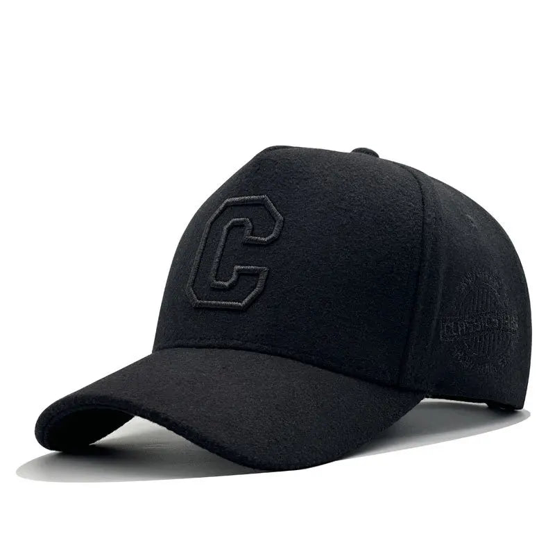 Big Size Baseball Cap Men XL  63cm 64cm 65cm Oversize Big Head Cap XXL  Large Plus Climing Wool Warm Winter Hat  Letter C