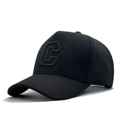 Big Size Baseball Cap Men XL  63cm 64cm 65cm Oversize Big Head Cap XXL  Large Plus Climing Wool Warm Winter Hat  Letter C