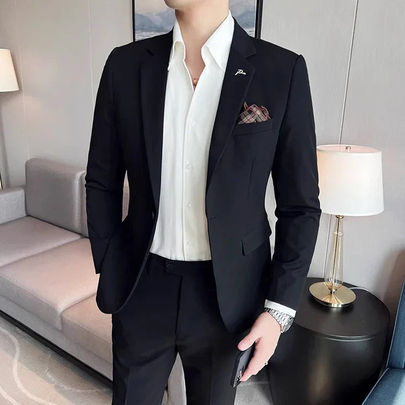 Terno Masculino Casual de Escritório Noivo Casamento Blazer Calça Social