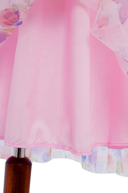 2026 Baby Girl Summer Dresses Kids Pink Butterfly Printed Princess Dress Children Birthday Party Dress Up Girls Fashion Clothes