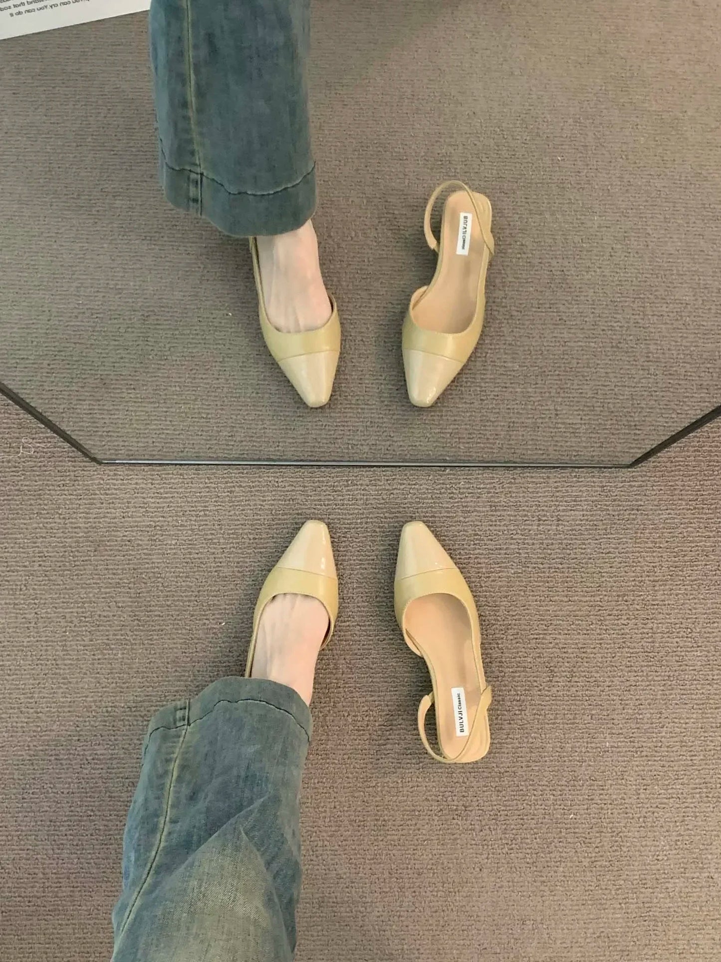 luxury designer fashion PU leather design ladies summer new style pointed toe low heel women sandals non-slip flat shoes
