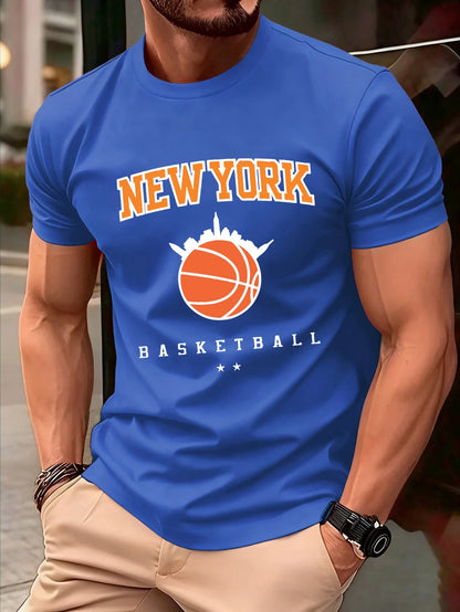 New York Basketball Game Print Men T Shirts Hip Hop O-Neck T-Shirt Soft Cotton Male Sportswear Casual Comfortable Clothes