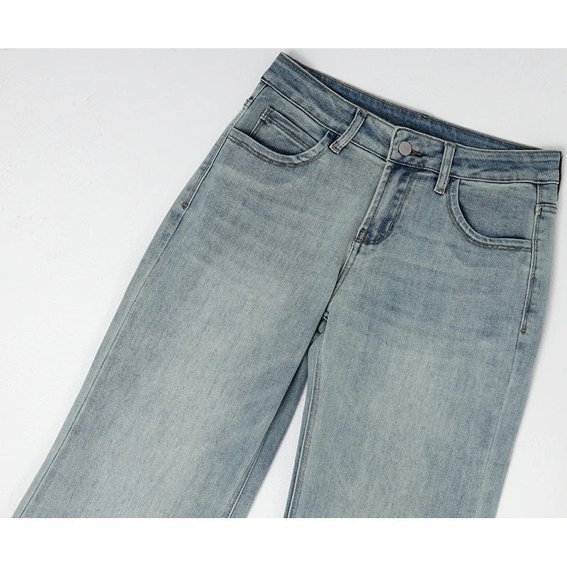 Flared Jeans Women Denim Boot Cut Pants Stretch Vintage Casaul Bell Buttom Trousres For Ladies Full Length Jeans Washed