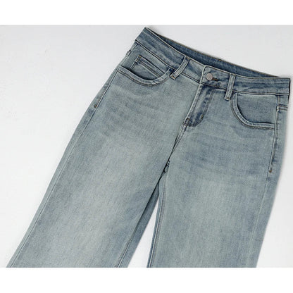 Flared Jeans Women Denim Boot Cut Pants Stretch Vintage Casaul Bell Buttom Trousres For Ladies Full Length Jeans Washed