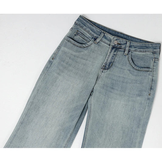 Flared Jeans Women Denim Boot Cut Pants Stretch Vintage Casaul Bell Buttom Trousres For Ladies Full Length Jeans Washed