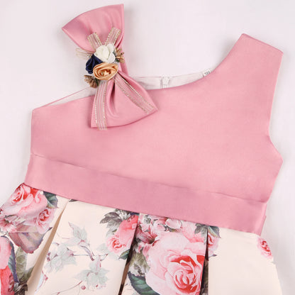 Off-the-Shoulder Dress European and American Princess Dress Girls' Printed Formal Dress Children's Hostess Dress