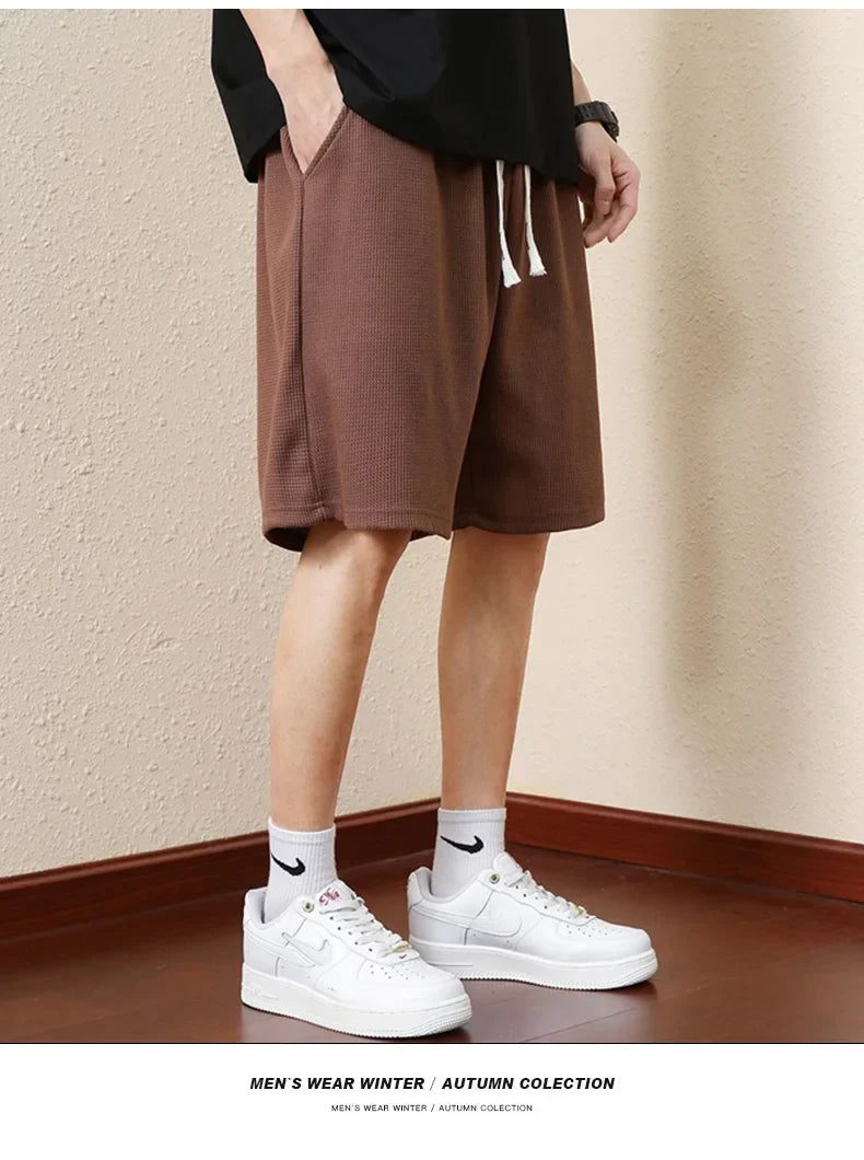 Men's Bermuda Shorts Loose Straight Barrel Beach Shorts Fashion Knitted