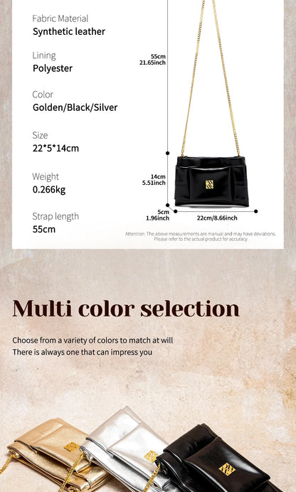 Leather Luxe Sleek Shoulder Bags Gold-Plated Logos Durable Chain Straps Merge High-End Craftsmanship with Urban Style