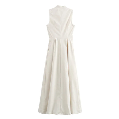 Draped Long Dresses for Women Zip Sleeveless Maxi Dress Woman Summer Holiday Womens Dresses Ruched Party Female Dress