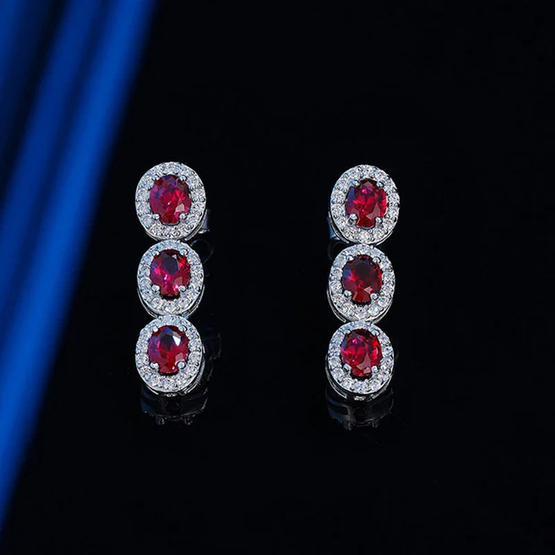 4*6mm Oval Cut Ruby Gemstone Drop Earrings Lab Grown for Woman Lady 2025 Ear Fine Jewelry 925 Silver Tassel Earring Gift