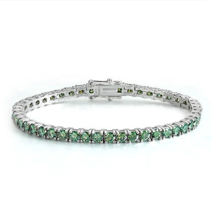 3/4mm GRA Certified Full Green Moissanite Tennis Bracelet for Women 18K Plated Lab Diamond 925 Silver Bracelet Men