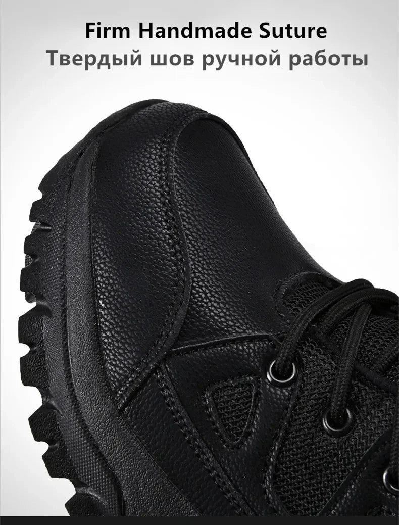 New Warm Plush Snow Boots Men Lace Up Casual High Top Men's Boots Waterproof Winter Boots Anti-Slip Ankle Boots Army Work Boots