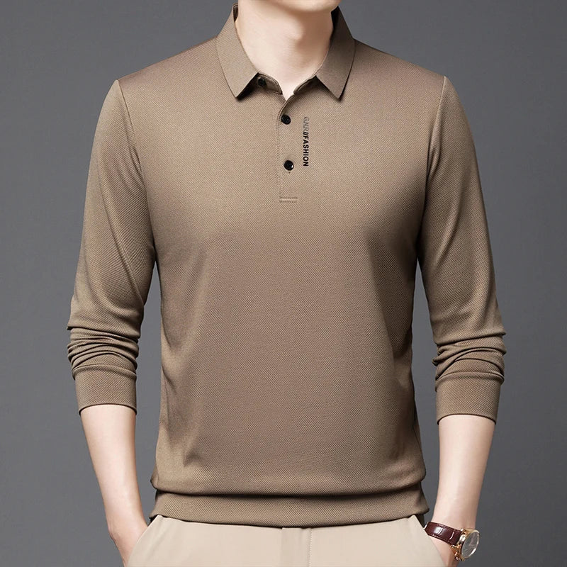 Polo Shirt Men's Spring and Autumn 2024 New Long Sleeved T-shirt Men's Business Casual Inner Top Base Shirt