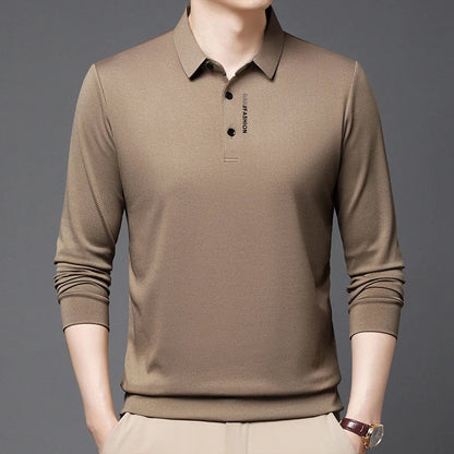 Polo Shirt Men's Spring and Autumn 2024 New Long Sleeved T-shirt Men's Business Casual Inner Top Base Shirt