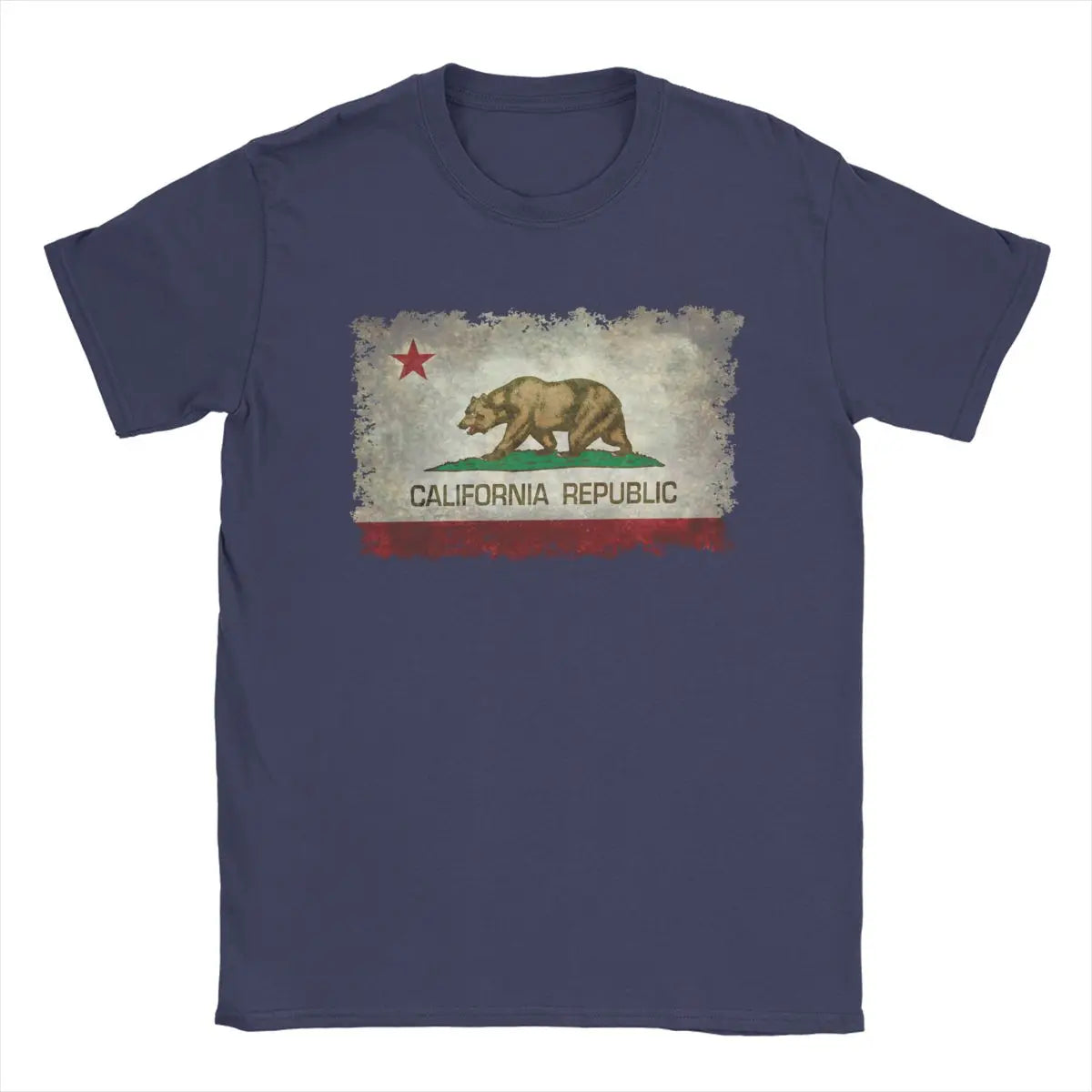 California Republic Bear Flag T-Shirts for Men Creative Cotton Tee Shirt Round Neck Short Sleeve T Shirts 4XL 5XL 6XL Clothing