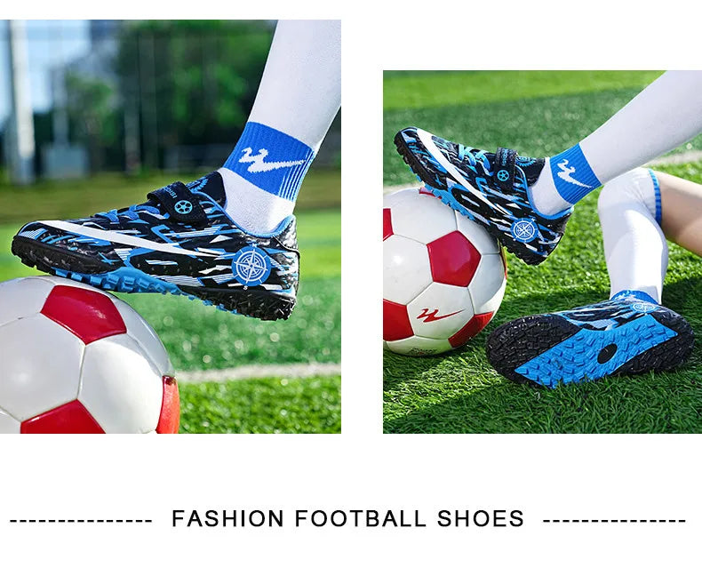 Hot Child Football Boots Outdoor Trainers Soccer Shoes For Kids Boys Hook Loop Football Sneakers Cleats Futsal Shoes Children