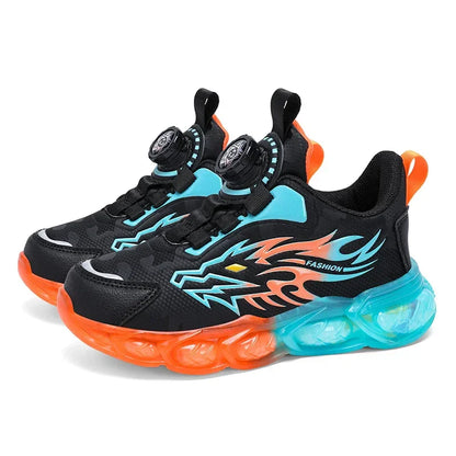 New Boys Sport Shoes Kids Anti-Skid Basketball Sneakers Lightweight Outdoor Running Shoes Children Training Swivel Buckle Design